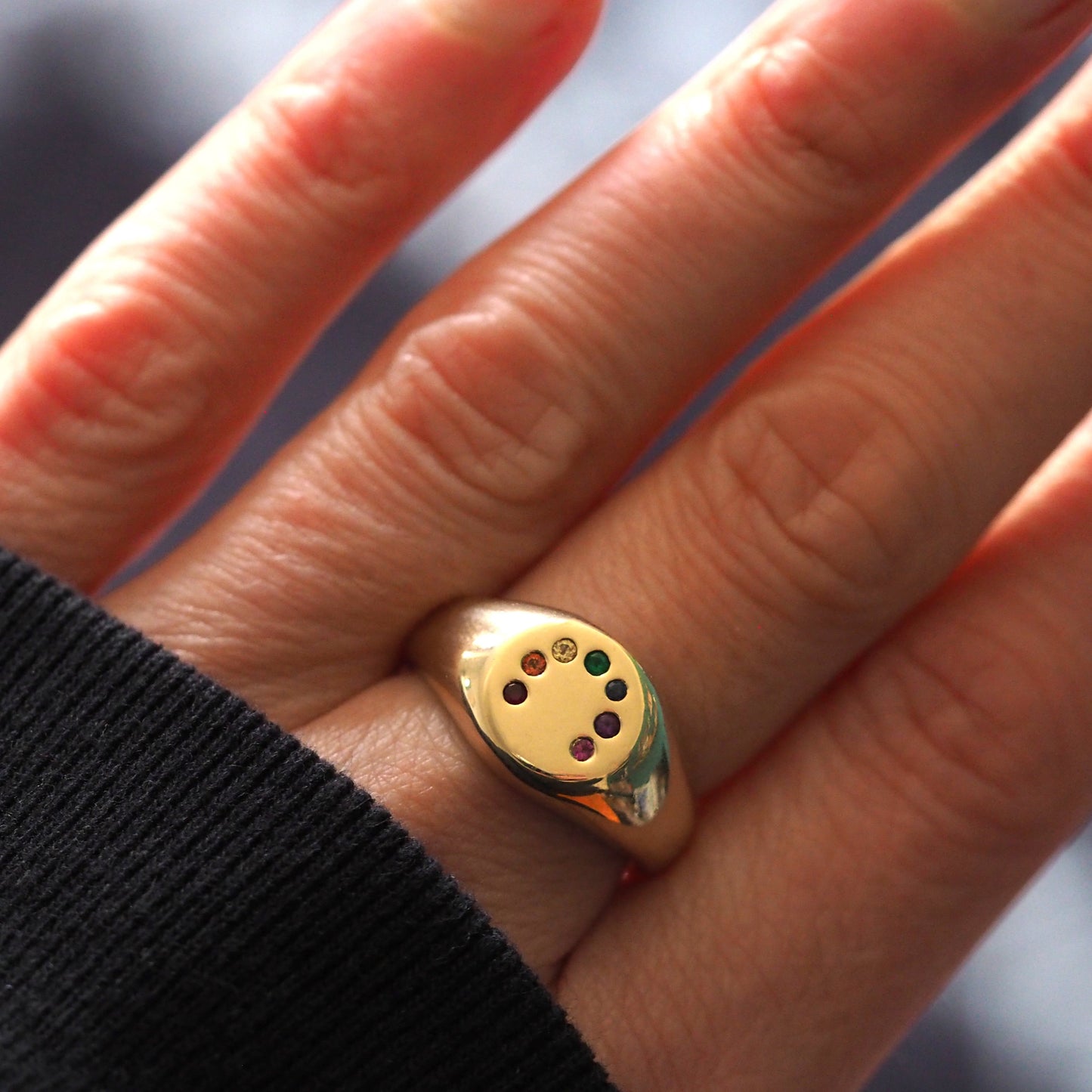 Gold Rainbow Signet Ring