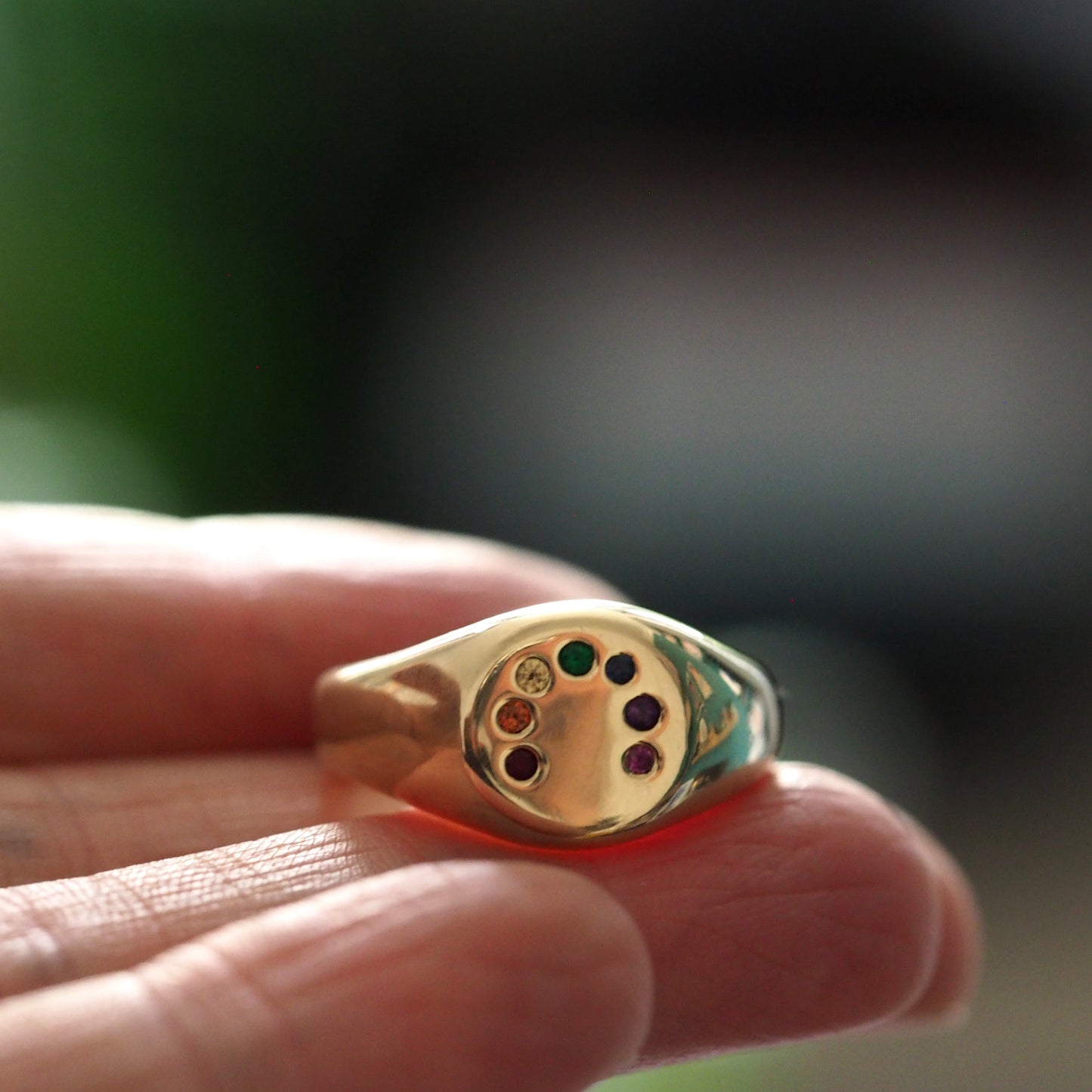 Gold Rainbow Signet Ring