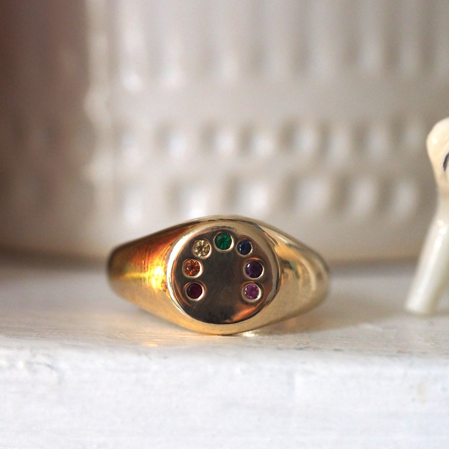 Gold Rainbow Signet Ring