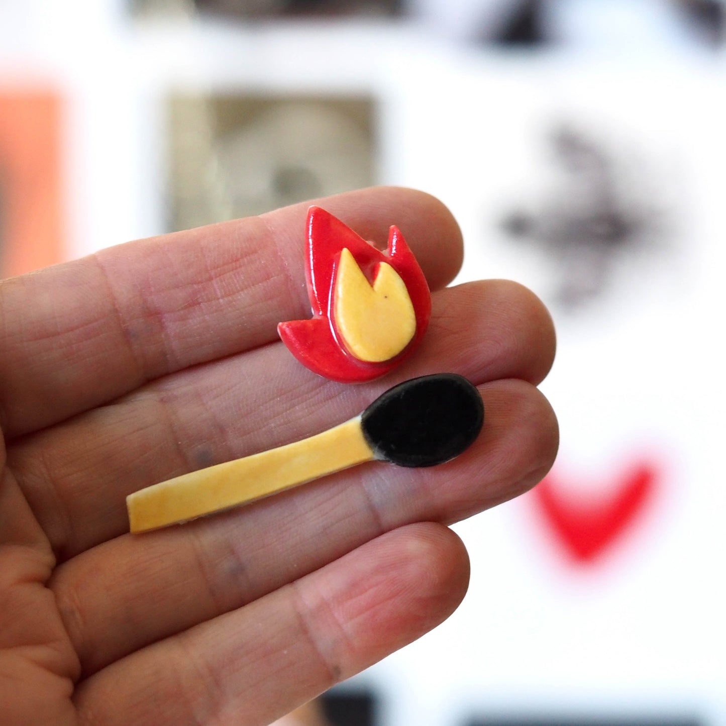Match & Flame Brooches - Set One