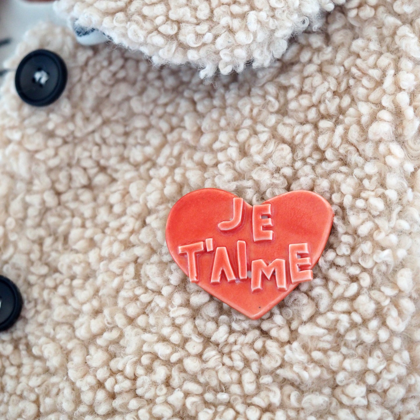 JE T'AIME Porcelain Brooch