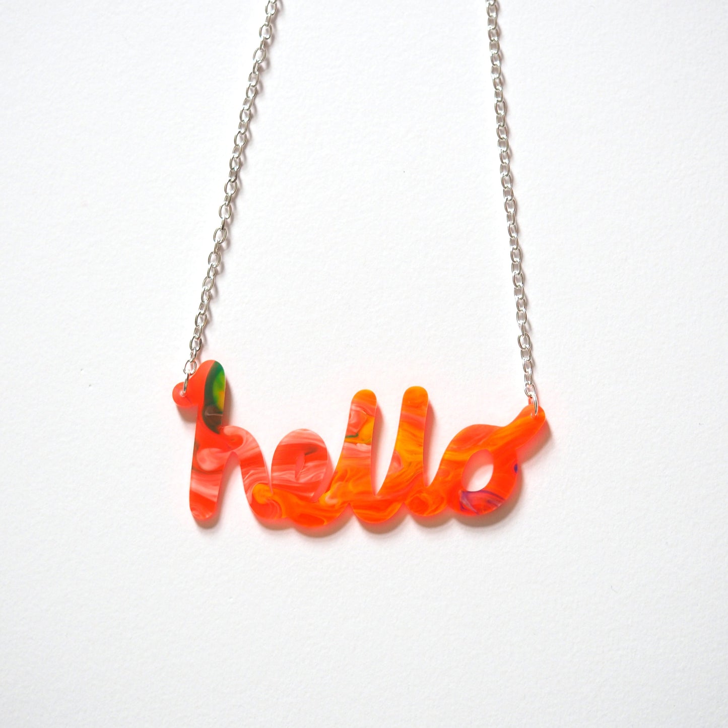 "hello" Necklace in Marble lushness