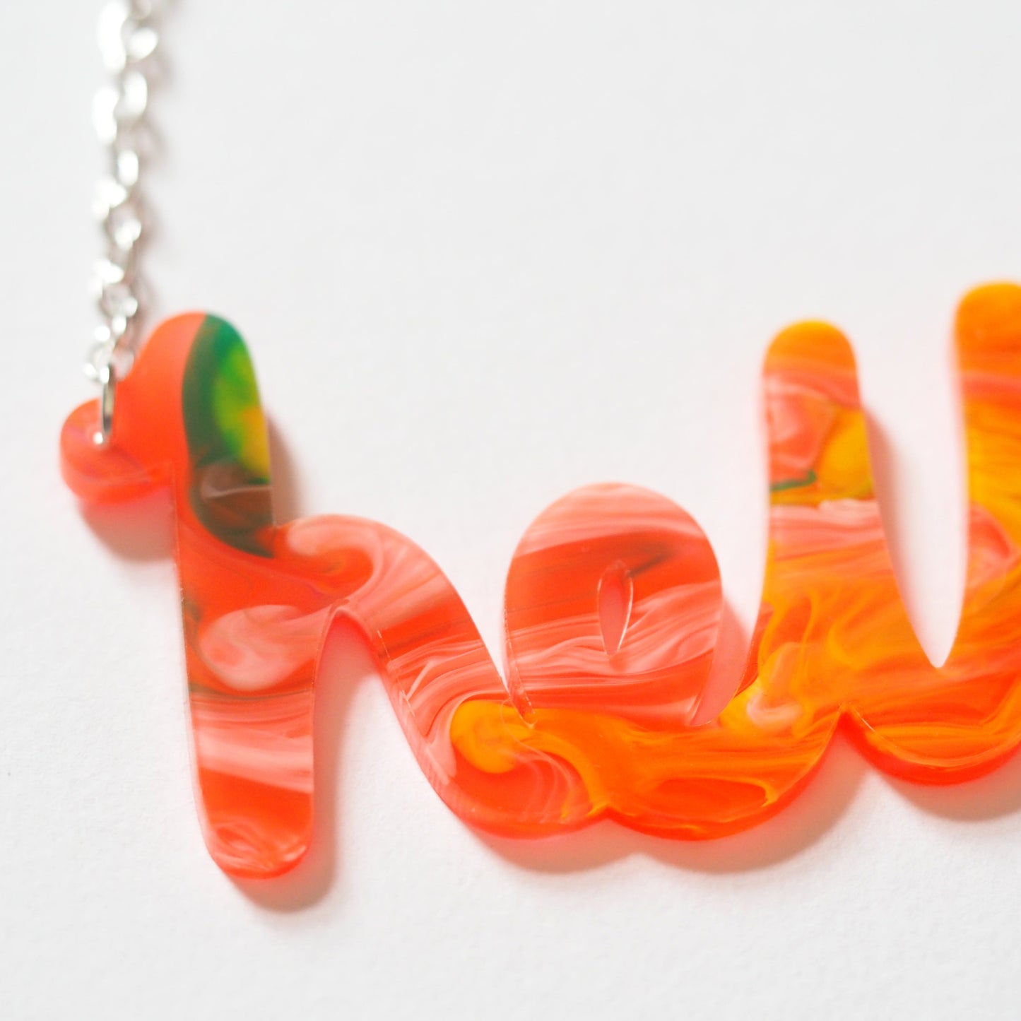 "hello" Necklace in Marble lushness