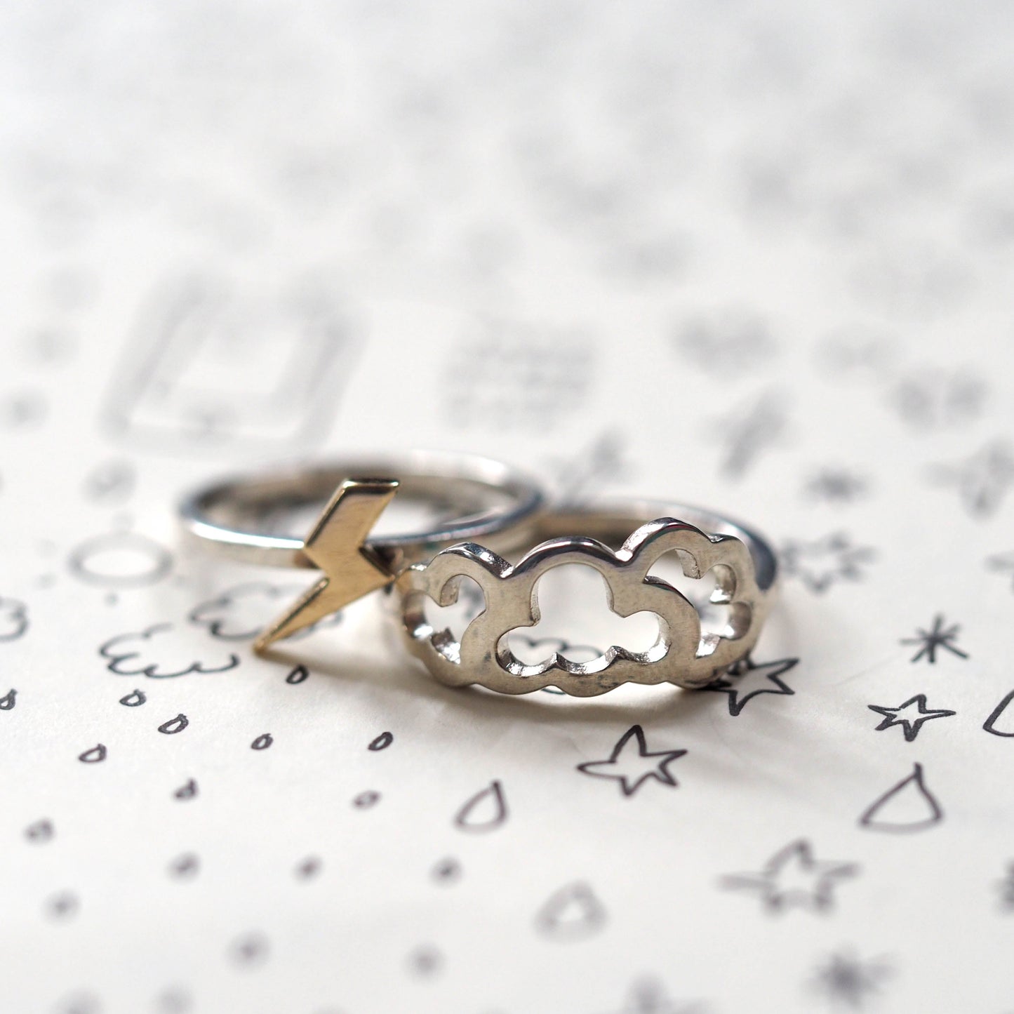 Cloud & Lightning Stacking Rings