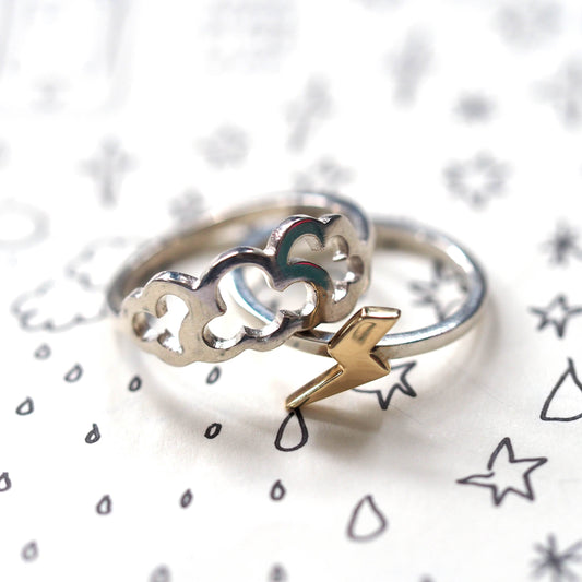 Cloud & Lightning Stacking Rings