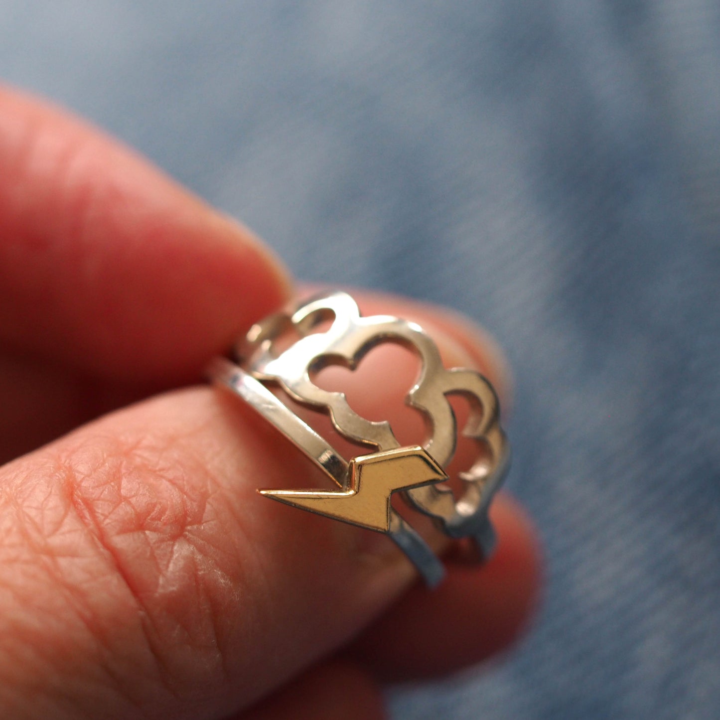 Cloud & Lightning Stacking Rings