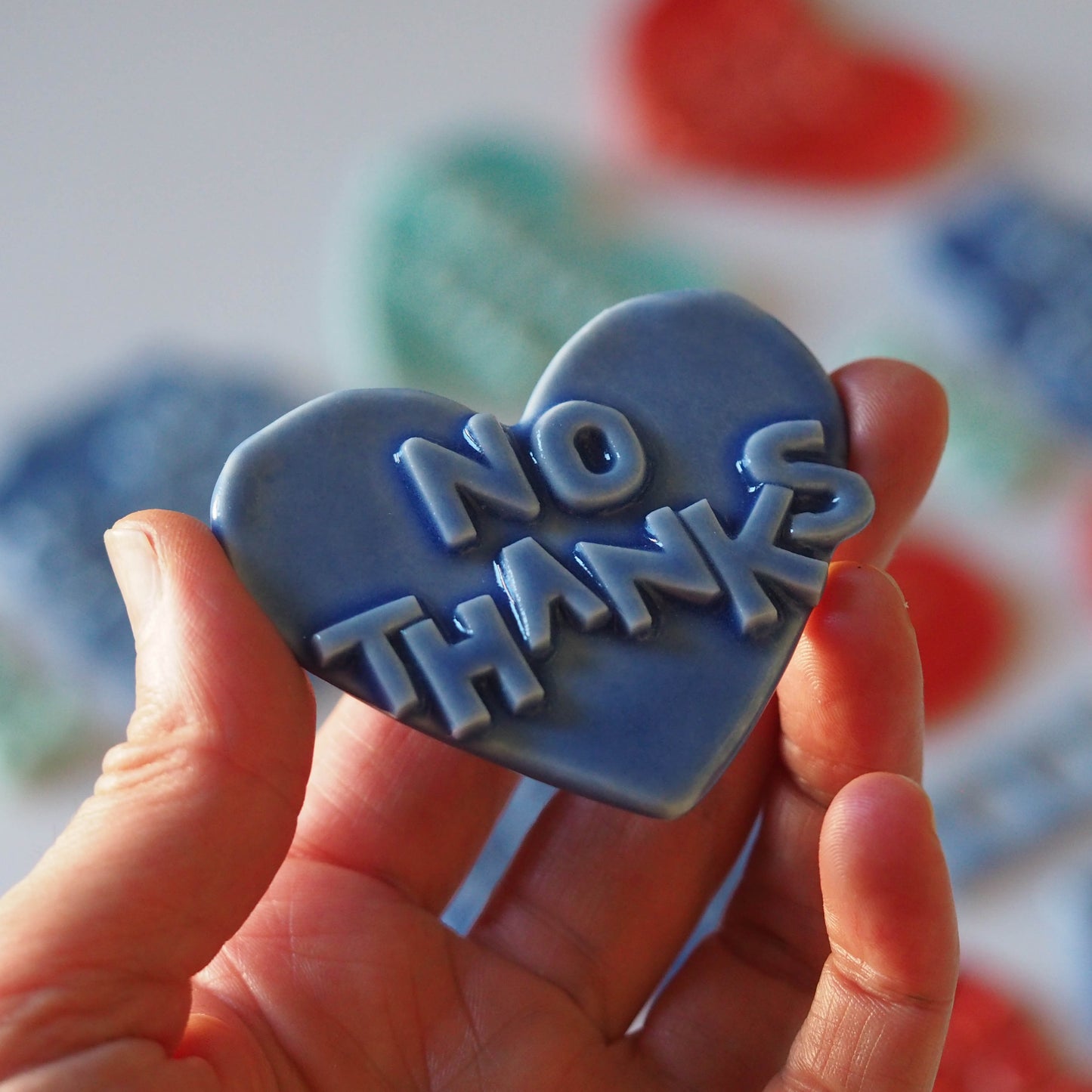 No Thanks Porcelain Heart Brooch