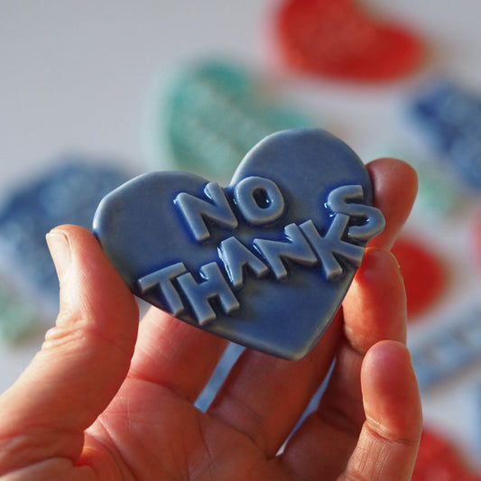 No Thanks Porcelain Heart Brooch