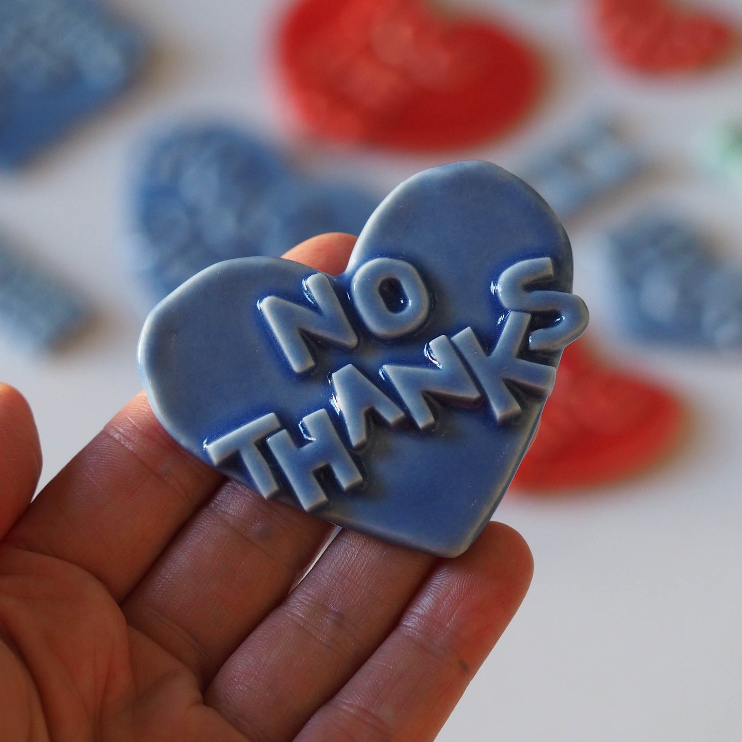 No Thanks Porcelain Heart Brooch