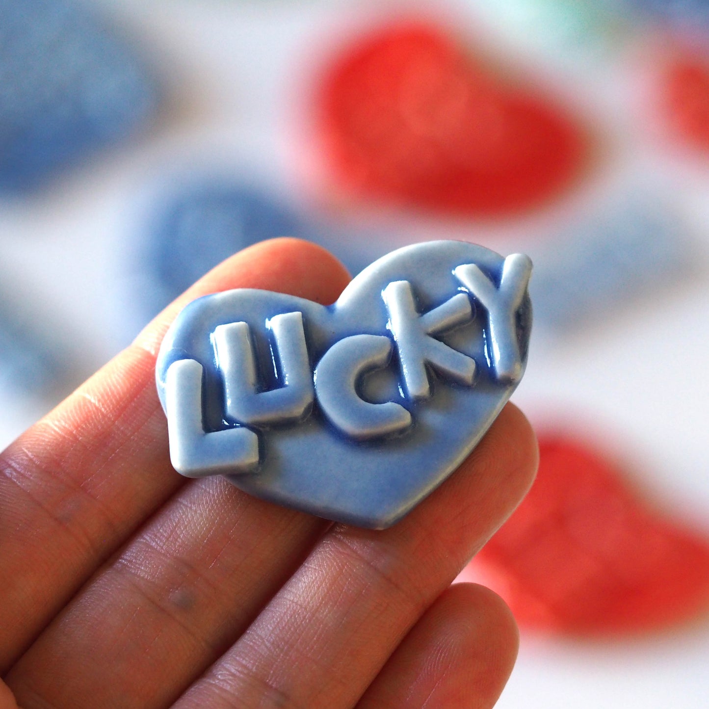 Lucky Heart Porcelain Brooch