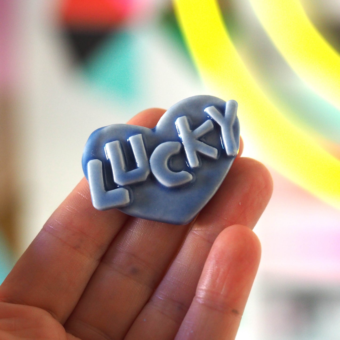 Lucky Heart Porcelain Brooch