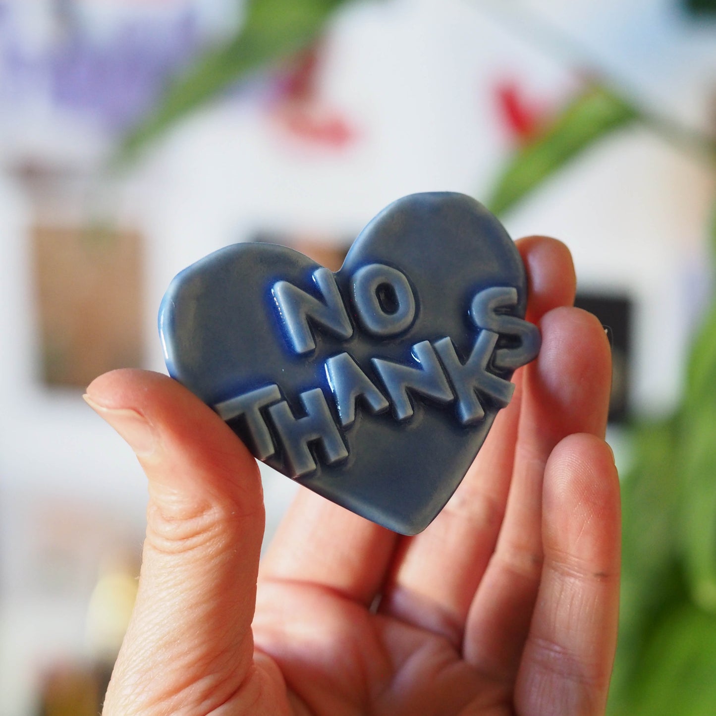 No Thanks Porcelain Heart Brooch
