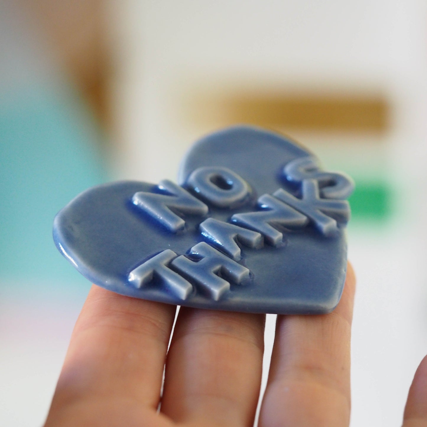 No Thanks Porcelain Heart Brooch