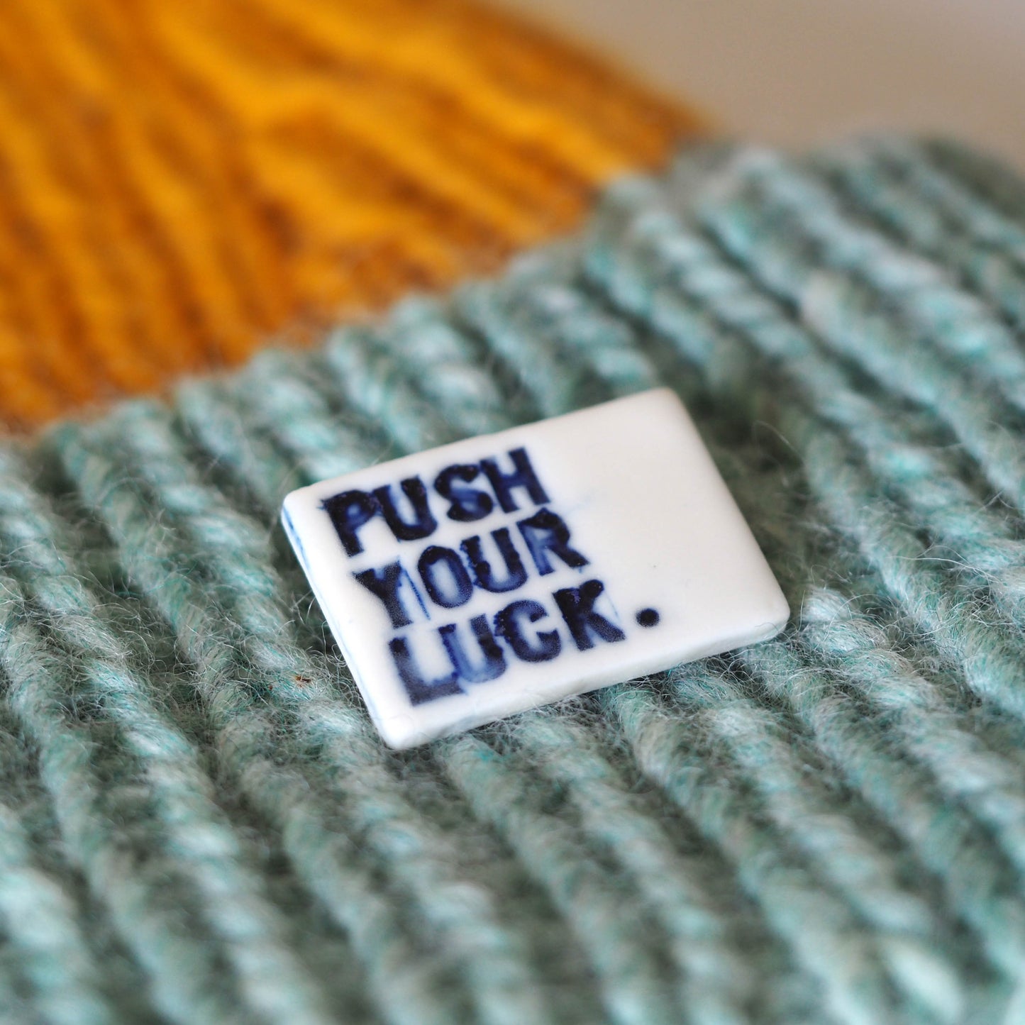 Push Your Luck Porcelain Brooch