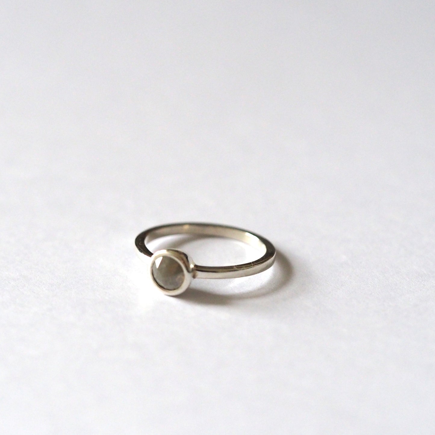 Milky Grey Diamond Rose Cut Ring