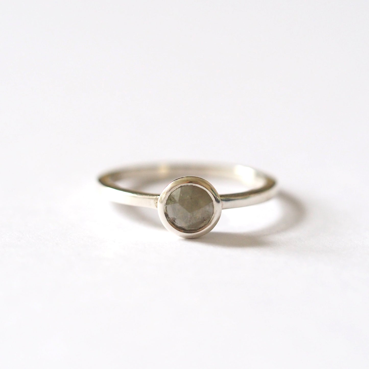 Milky Grey Diamond Rose Cut Ring