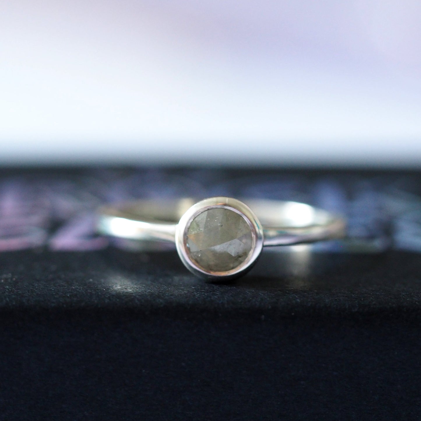 Milky Grey Diamond Rose Cut Ring