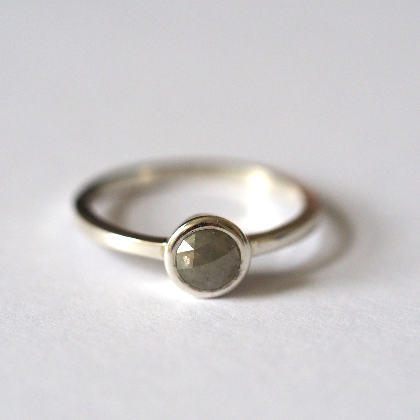 Milky Grey Diamond Rose Cut Ring