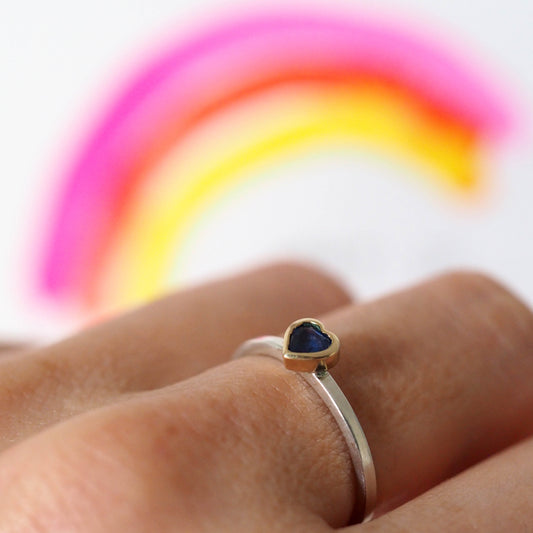 Blue Sapphire Heart Ring