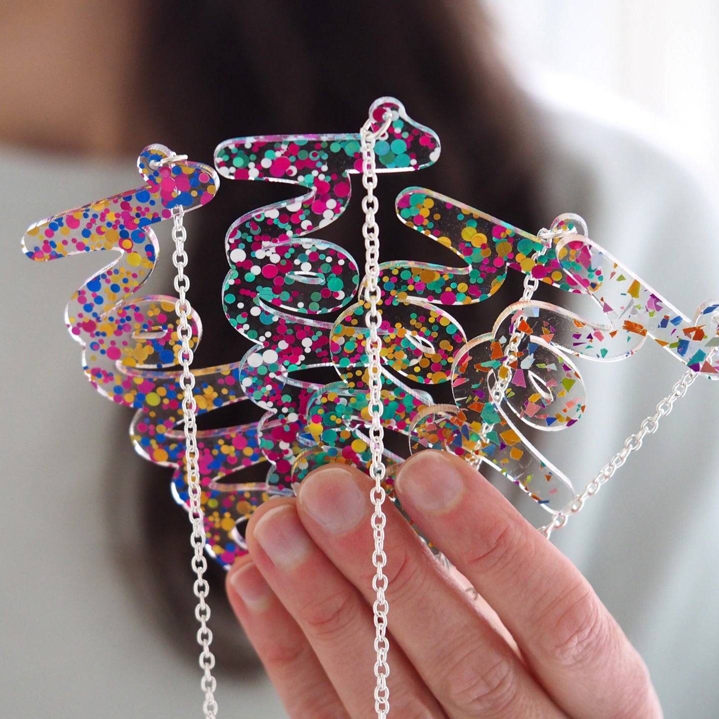 Confetti Hello Necklace