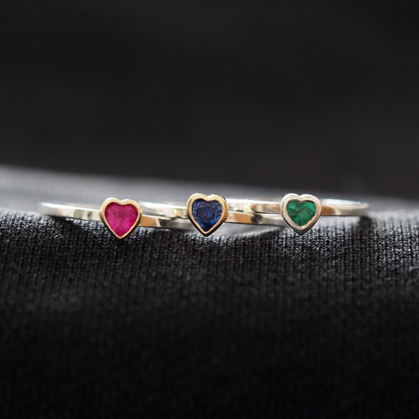 Heart Ring - Ruby, Sapphire or Emerald