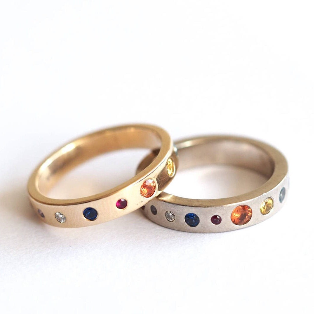 Planet Ring - Recycled 9ct Gold and Precious stones