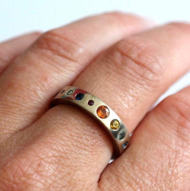 Planet Ring - Recycled 9ct Gold and Precious stones