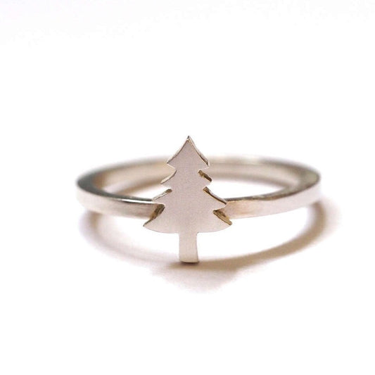 Evergreen Tree Ring - Recycled Sterling Silver