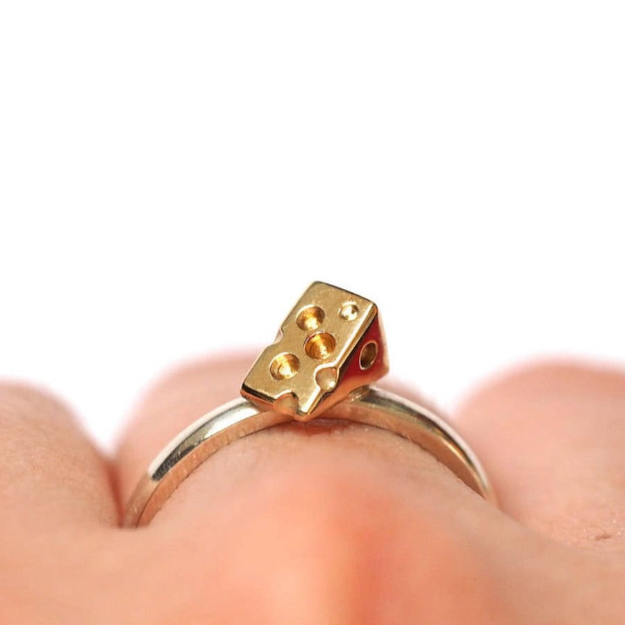 Cheese Ring - Sterling Silver, and 9ct Yellow Gold