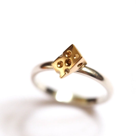 Cheese Ring - Sterling Silver, and 9ct Yellow Gold