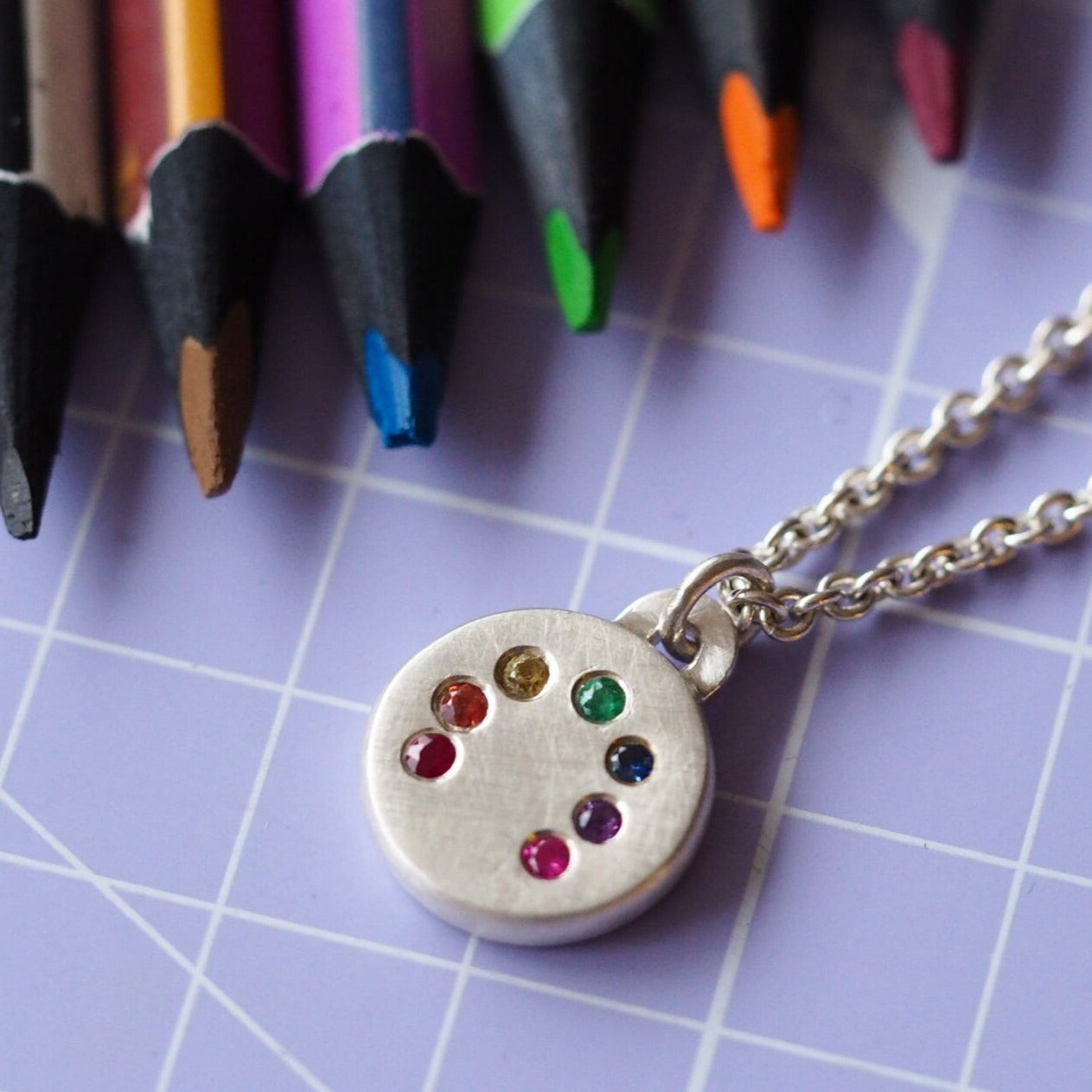 Rainbow Necklace - Sterling Silver and Precious Stones