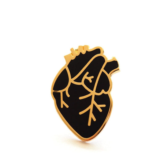 Anatomical Heart Pin - Black & Gold Finish