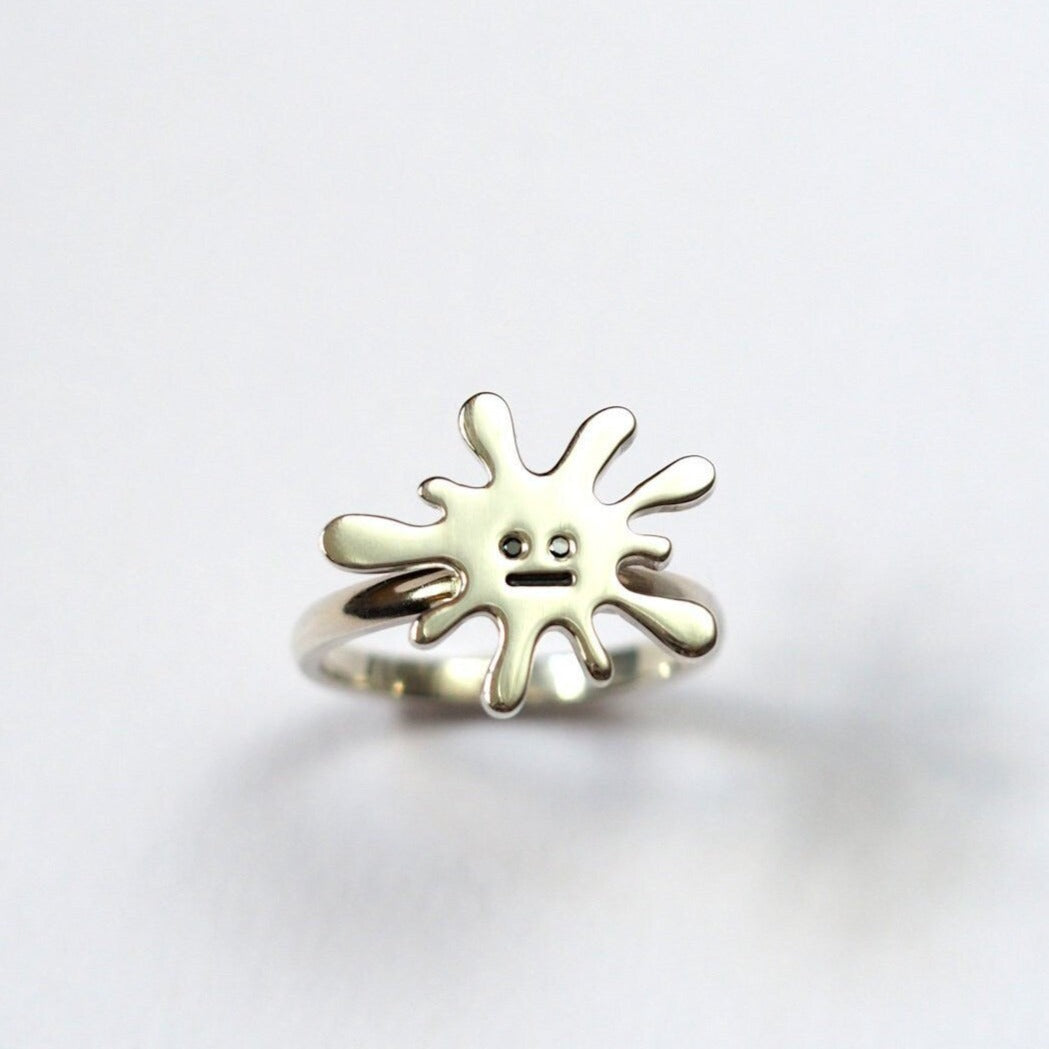 Splat Ring - Sterling Silver and Black Diamonds