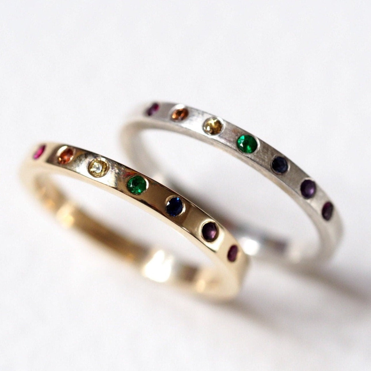 Rainbow Ring Handmade - Recycled Gold and Precious Stones