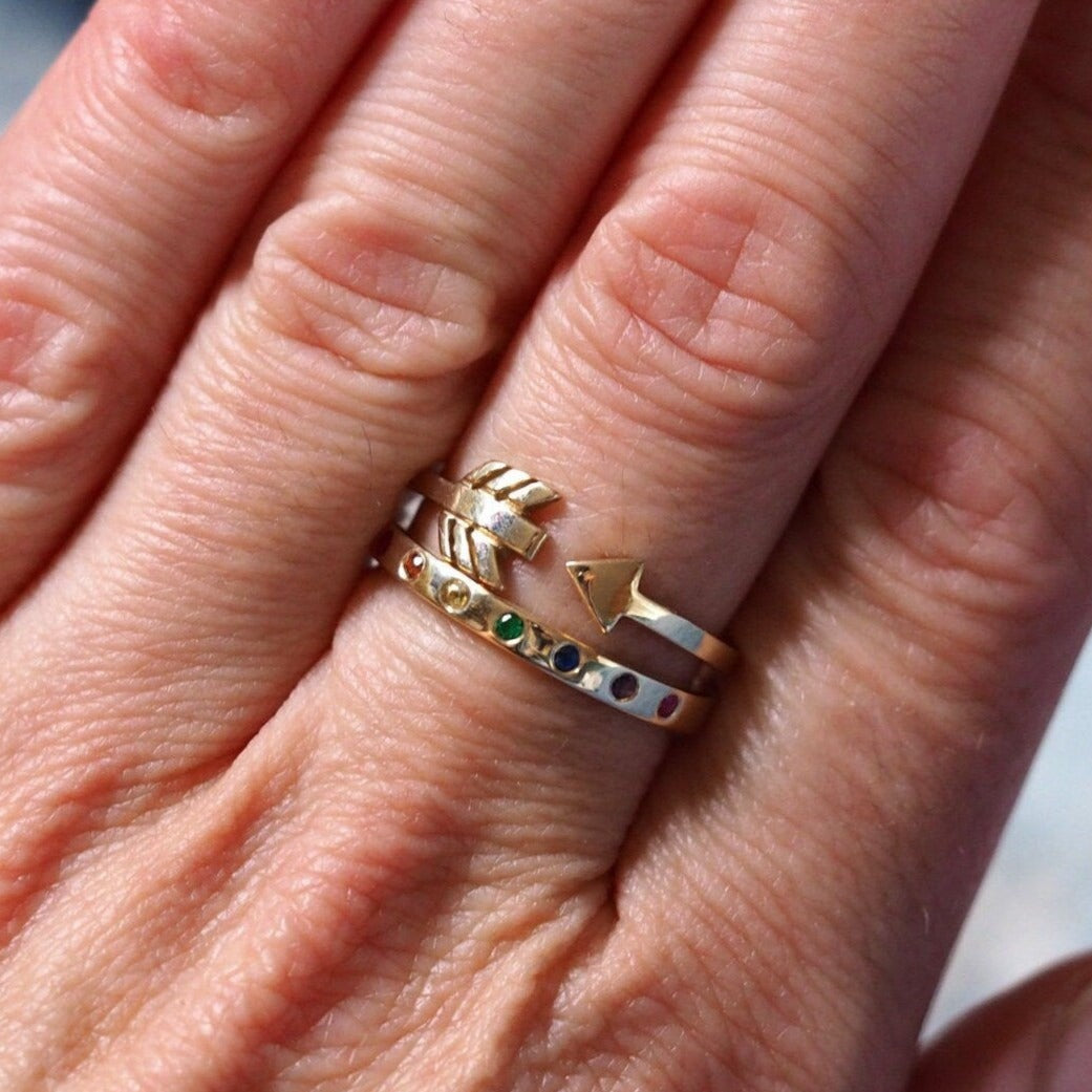 Rainbow Ring Handmade - Recycled Gold and Precious Stones