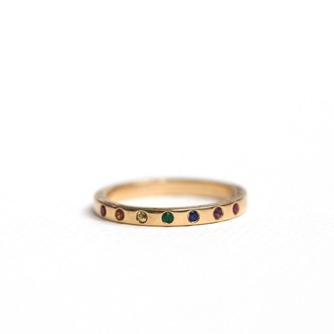 Rainbow Ring Handmade - Recycled Gold and Precious Stones