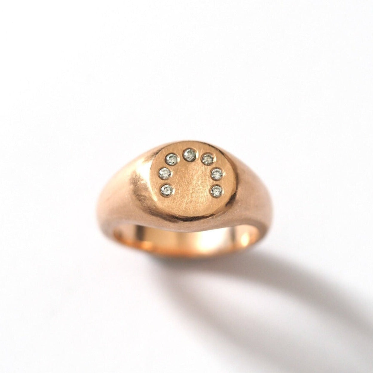 Diamond Arc Signet Ring - Recycled Rose Gold