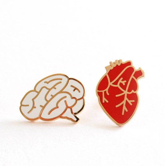 Heart and Brain Enamel Pins