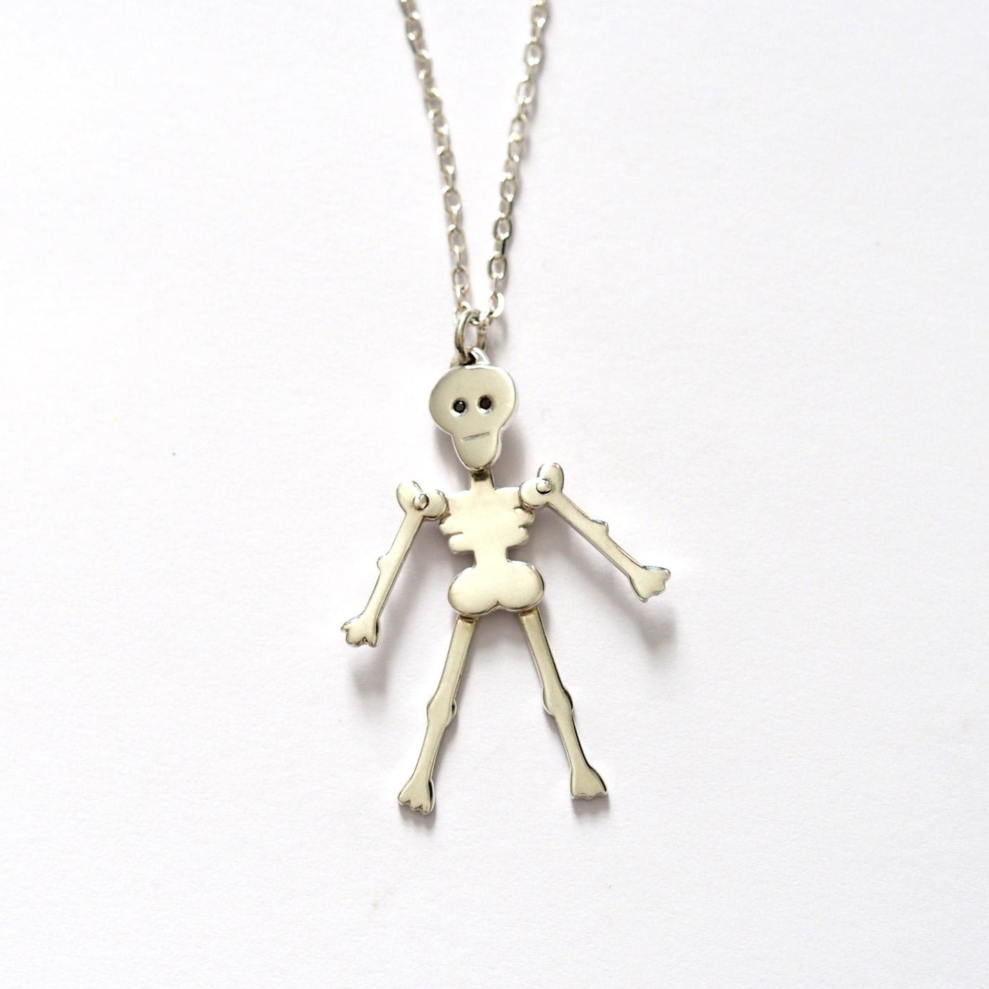 Skeleton Necklace - Sterling Silver and Black Diamonds