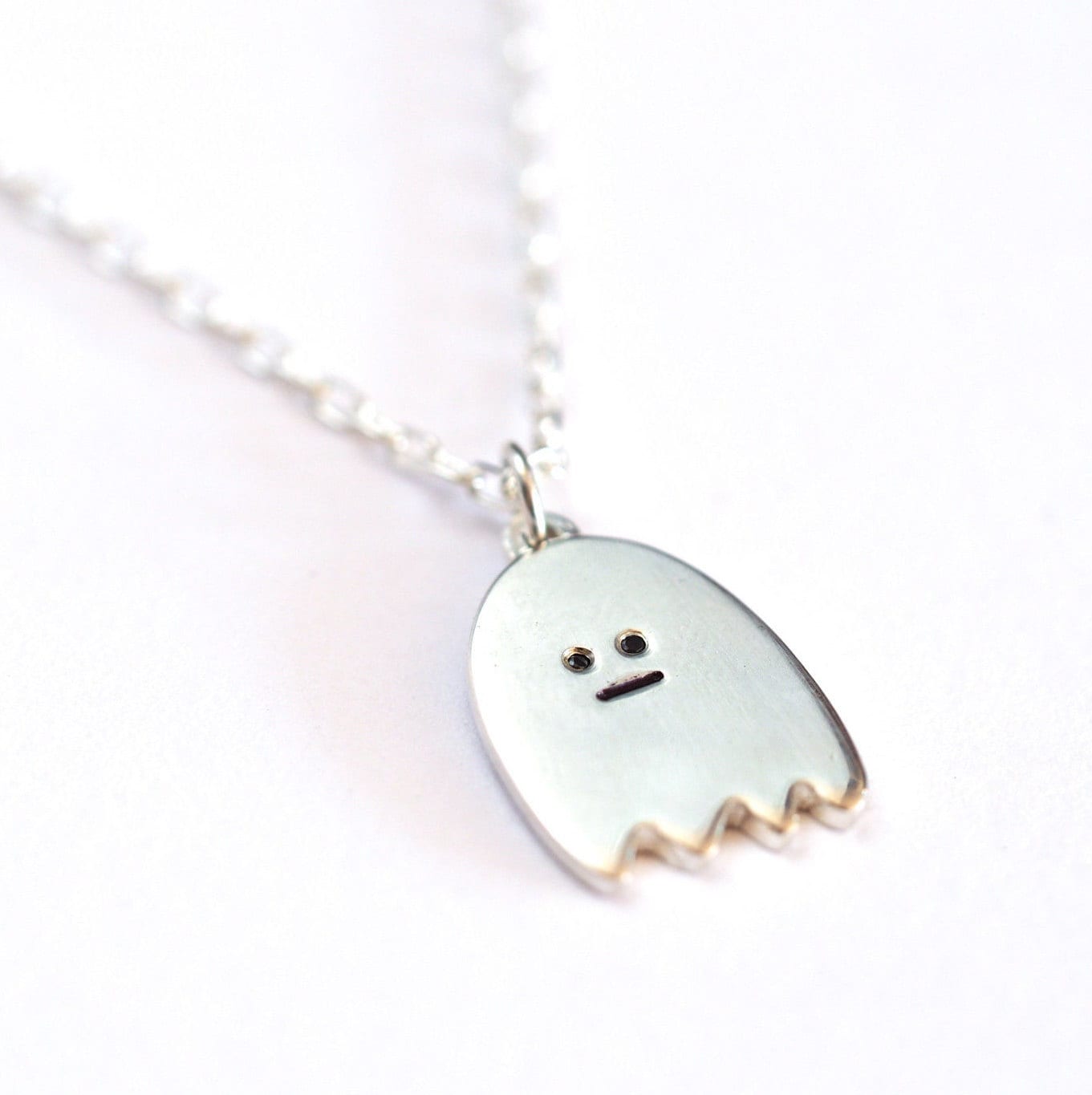 Ghost Necklace - Recycled Sterling Silver and Black Diamonds