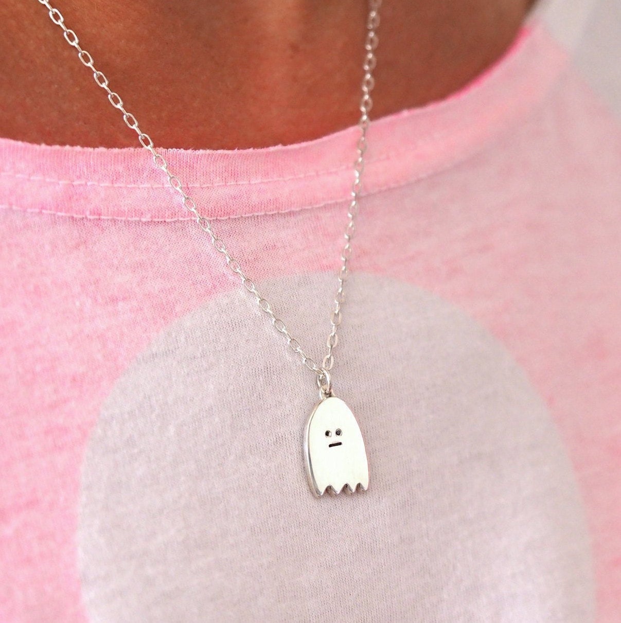 Ghost Necklace - Recycled Sterling Silver and Black Diamonds