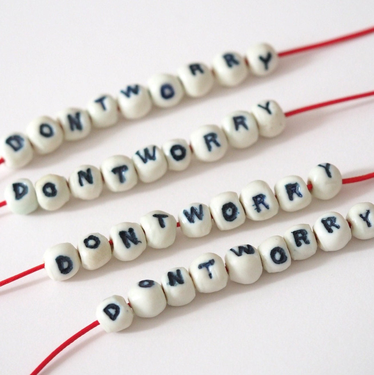 Don't Worry - Porcelain Bead Necklace