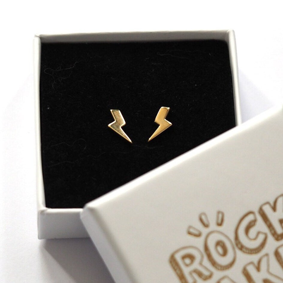 Lightning Bolt Gold Earrings