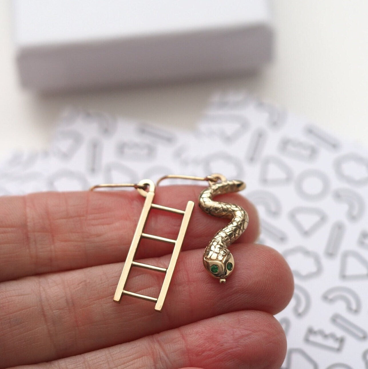 Snake and Ladder Earrings - 9ct Yellow Gold