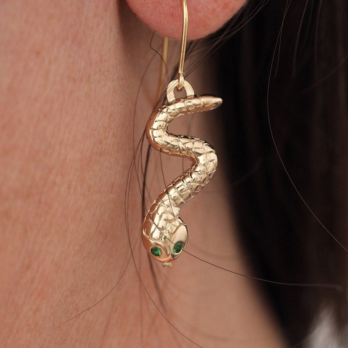 Snake and Ladder Earrings - 9ct Yellow Gold