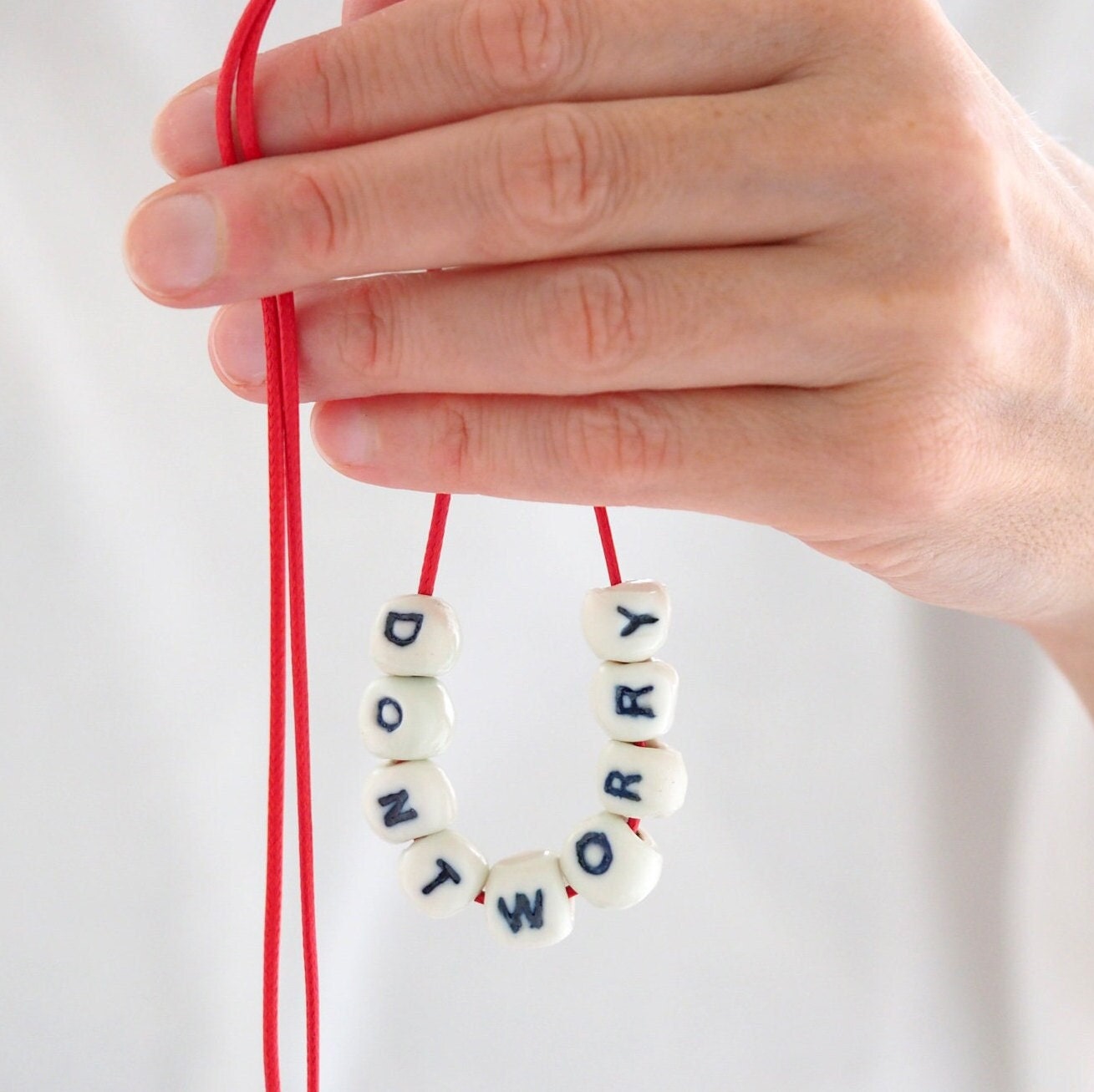 Don't Worry - Porcelain Bead Necklace