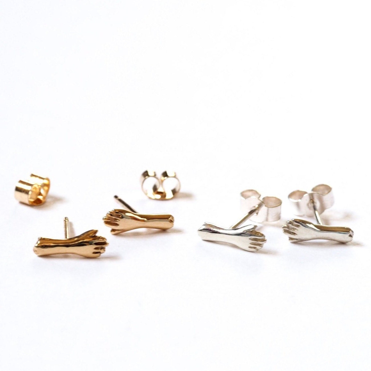 Hand Ear Studs - Sterling Silver or Gold
