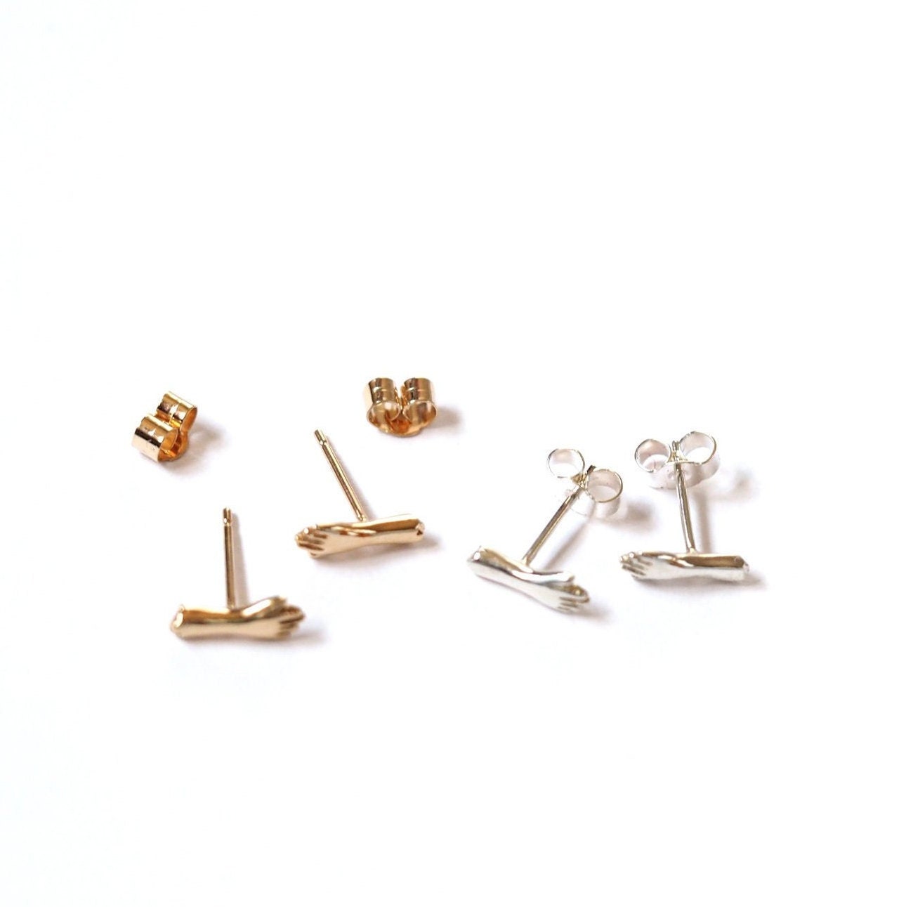 Hand Ear Studs - Sterling Silver or Gold