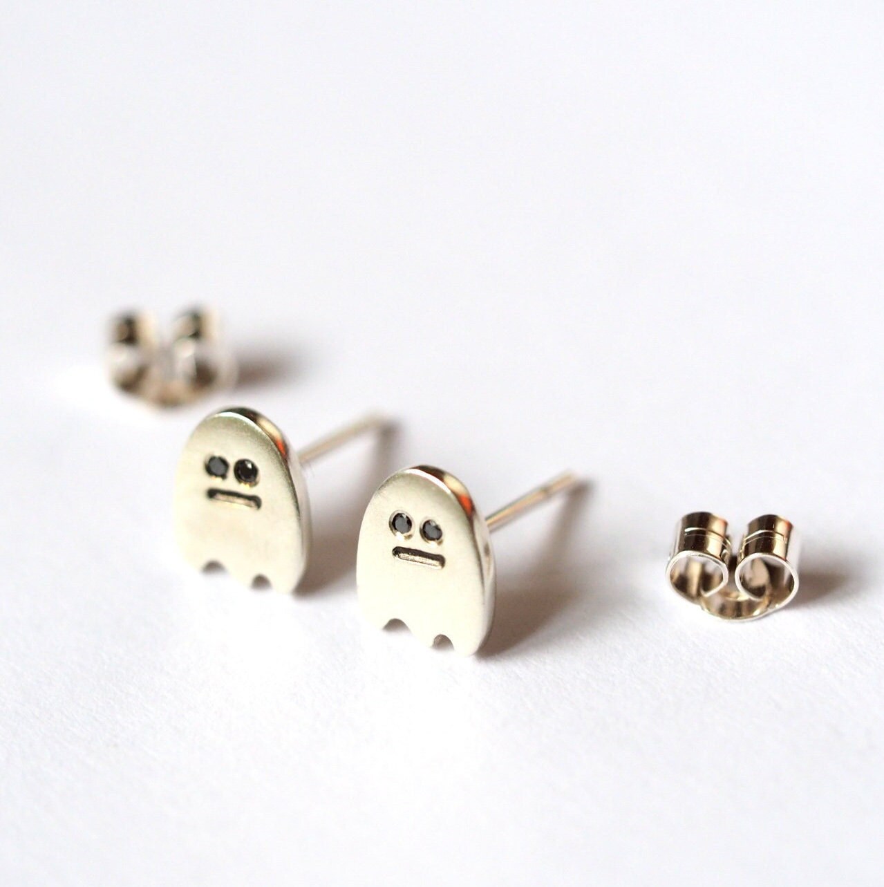 Ghost & Skull Earrings - Recycled Sterling Silver