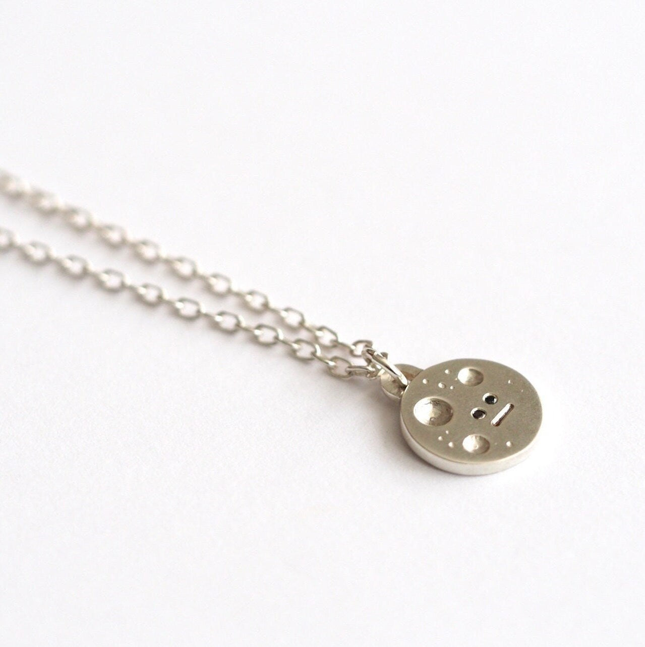 Full Moon Necklace - Recycled Silver and Black Diamonds
